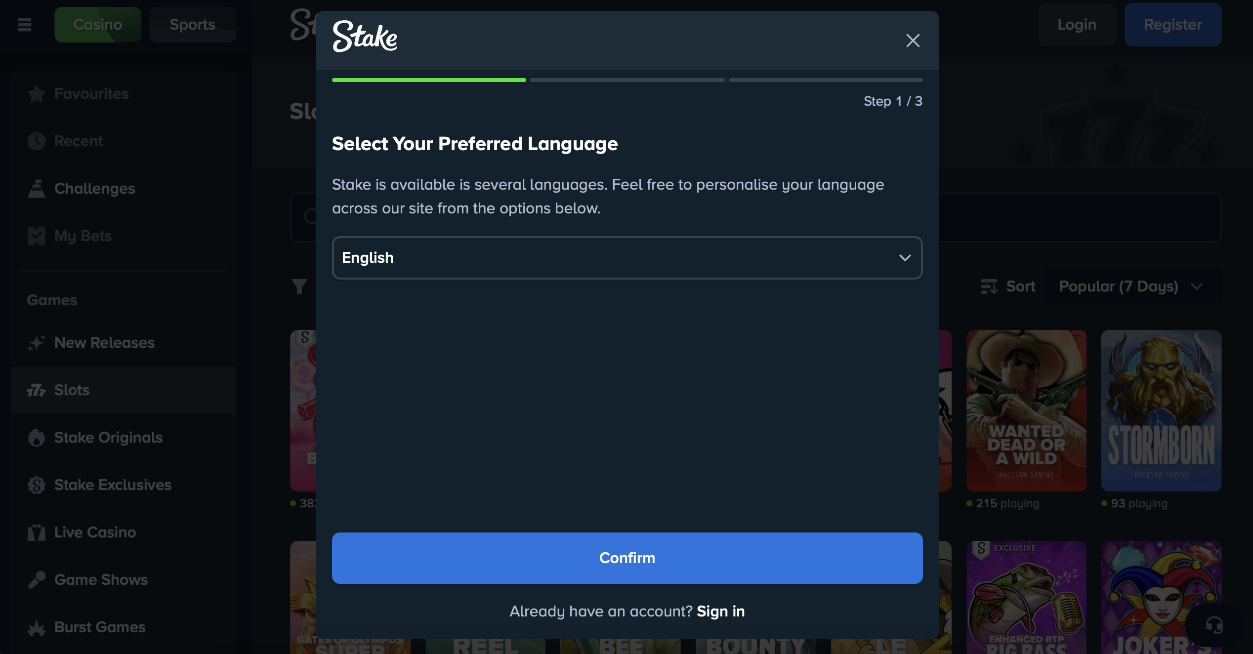 Login Casino Stake
