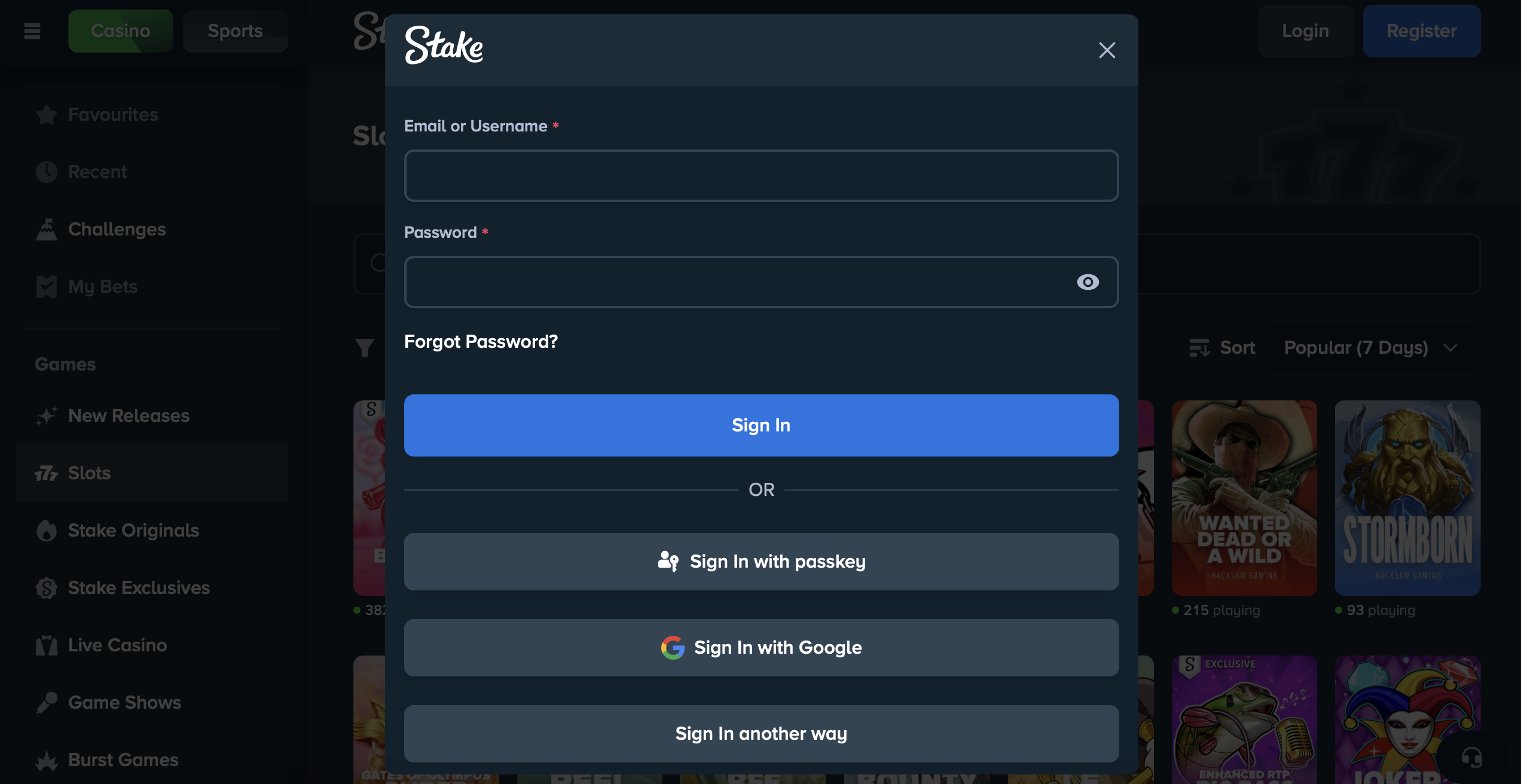 Login Casino Stake